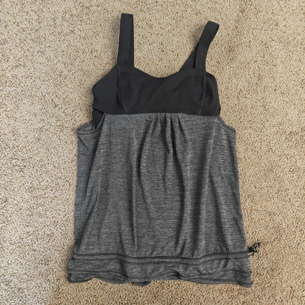 Lululemon Run Back Womens 4 Black Activewear Ruched Shelf‎ Bra Yoga Running